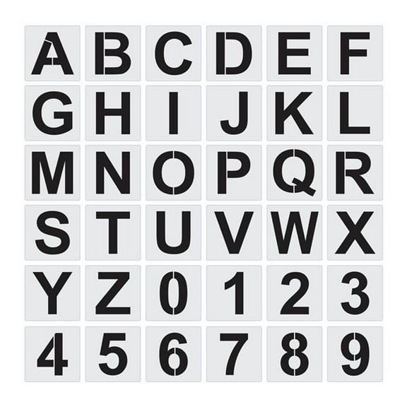 Vacemry 36 Piece Alphabet And Number Stencils Set, DIY Painting Templates For Walls, Furniture, Crafts, Reusable Plastic, Hollow Design, Custom Decor