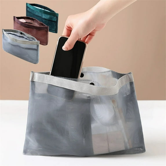 Vacemry 3Pcs Bag Organizer Insert, Lightweight Handbag Organizer with Multiple Pockets, Purse Insert for Tote Bags, Mesh Interior Organizer for Makeup and Essentials, Bag Storage Organizer