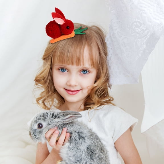 Vacemry 3Pcs Easter Hair Clip,Easter Hair Clip for Women Girls, Mini Plush Bunny Carrot Hairpin, Cute Children's Hair Accessory, Spring Festival Gift, Party Favor, Festive Hairstyle Decoration