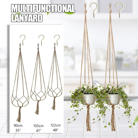 Vacemry 3Pcs Handwoven Cotton Rope Macrame Plants Hanger, Adjustable Length for Pots, Boho Style Home Decor, Easy to Hang, Supports Various Pot Sizes, Perfect for Indoor Plants, Adds Greenery to