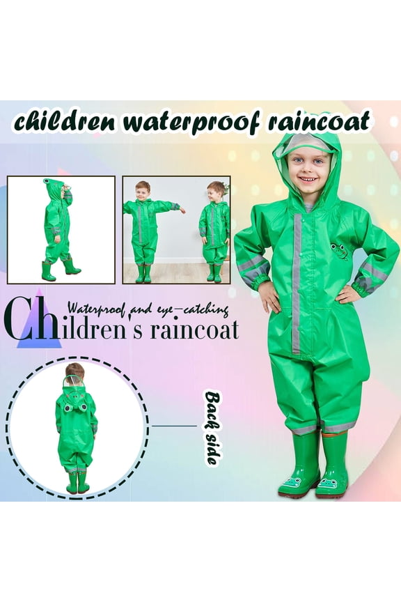 3Pcs Kids Raincoat, Children's Frog Design Raincoat with Reflector, Hooded Waterproof Rain Suit for Outdoor Activities, Breathable Protective Rain Gear for Toddlers