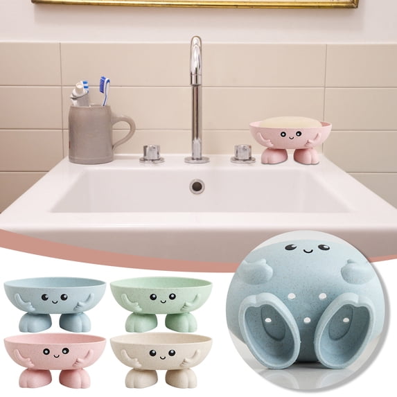 Vacemry 4Pcs Ceramic Soap Dish, White Ceramic Soap Dish with Self Draining Design, Leaf Shape Soap Holder for Bathroom Kitchen Sink, Easy to Clean Keeps Soap Dry, Elegant Decorative Accessory