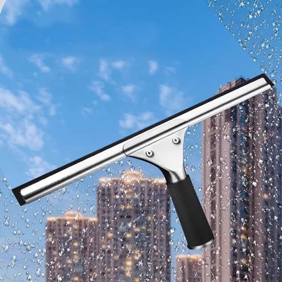 Vacemry 4Pcs Glass Squeegee, Professional Window Squeegee for Glass Cleaning, Stainless Steel Scraper with Replaceable Rubber Blade, Streak-Free Windshield Wiper Tool