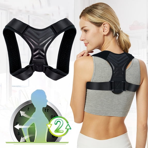Vacemry 4Pcs Posture Corrector Belt, Breathable Foam Back Support Strap for Adults, Adjustable Anti-Kyphosis Trainer to Improve Sitting Posture, Relieves Neck and Shoulder Tension