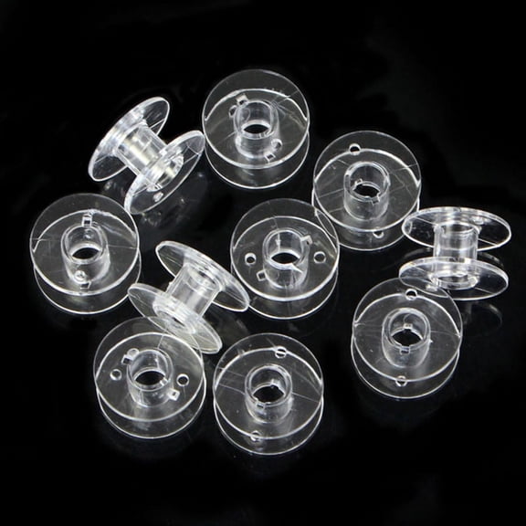 Vacemry Under $5 10pcs Clear Plastic Bobbins, Empty Sewing Machine Spools for Thread Winding, Universal Replacement Bobbins for Domestic Sewing Machines, Craft Sewing Accessories