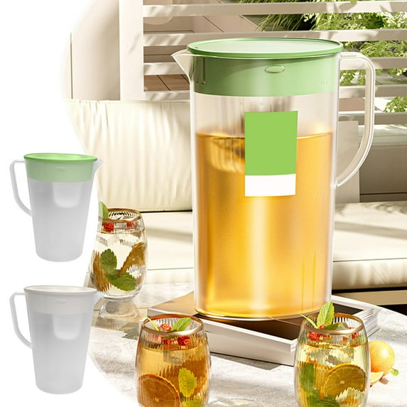 Vacemry Under $5 2L Cold Brew Pitcher, Large Capacity Refrigerator Water Dispenser, BPA Free Iced Tea Fruit Infuser Bottle, Heat Resistant Beverage Container with Filter