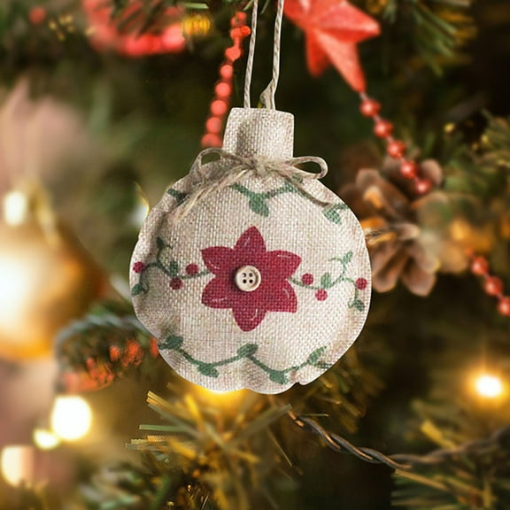 Vacemry Under $5 2PC Rustic Christmas Ornaments, Farmhouse Style Hanging Decor for Tree, Burlap Stocking Decorations for Seasonal Celebration, Country Christmas Party Supplies and Festive Decor