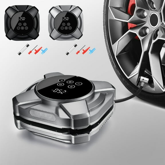 Vacemry under $5 2Pcs 30 Cylinder Air Pump, Heavy Duty 12V Electric Air Compressor for Cars, Trucks, and Bicycles, Fast Inflation with Digital Pressure Readout, Built-in Lighting for Night Use