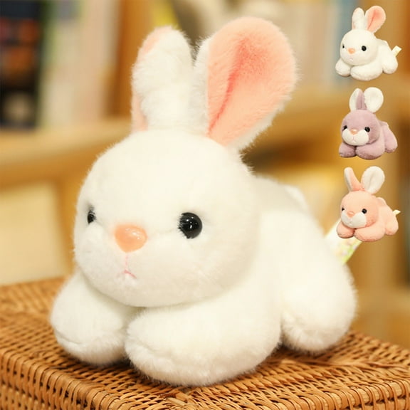Vacemry under $5 2Pcs Easter Bunny Plush, Soft White Plush Stuffed Bunny Doll for Easter Decor and Gift, Cute Big Ears and Round Eyes, Lightweight and Huggable, High Quality Craftsmanship