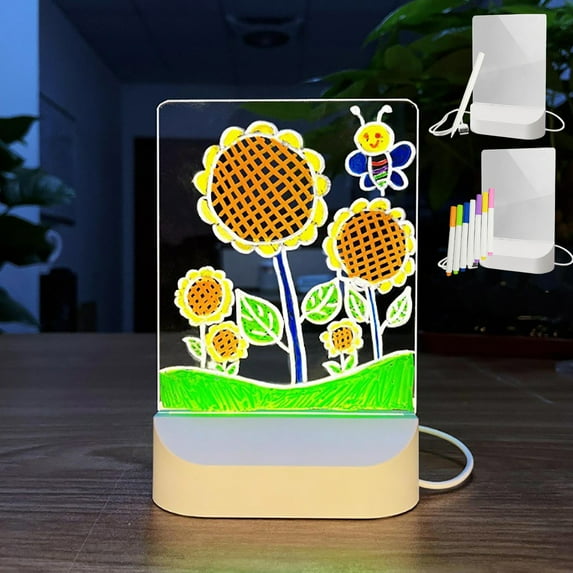 Vacemry under $5 2Pcs Glow Writing Tablet, Reusable Glow Board Writing Tablet with Stand, Portable Doodle Board for Erasable Mess-Free Practice, LED Light, USB Powered, Great for Kids & Adults