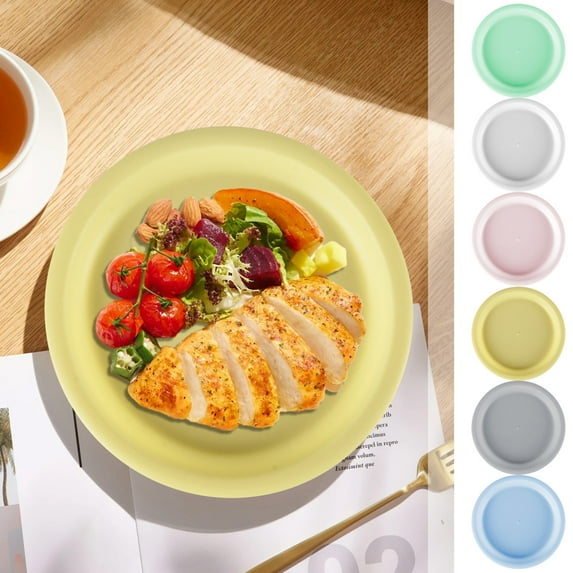 Vacemry under $5 6Pcs Plastic Dinner Plate, Multi-colored Plastic Round Plates for Serving Snacks Fruit, Durable Shatterproof Dish for Kitchen Dining Everyday Use and Party