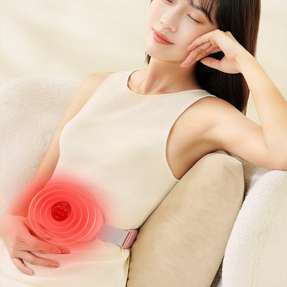 Vacemry Under $5 Abdominal Massager with Vibration, 3 Heating Modes Charging Massage Belt, Portable Waist Massager for Women, Relaxation Therapy for Adults