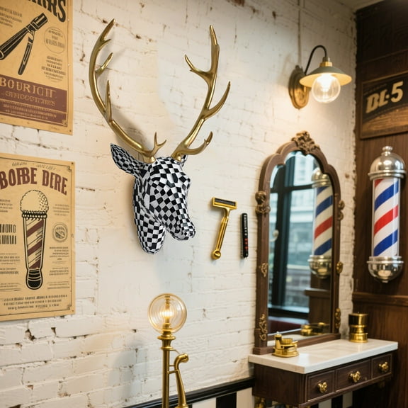 Vacemry Under $5 Abstract Deer Head Wall Hanging, Mosaic Style Deer Sculpture Decor, Modern Wall Art Deer Statue, Home Wall Decor Ornament, Contemporary Animal Head Wall Sculpture