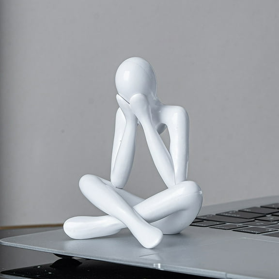 Vacemry Under $5 Abstract Figure Statue, White Thinker Sculpture for Home Decor, Modern Art Office Desk Ornament, Contemporary Living Room Decor, Minimalist Sculpture Piece