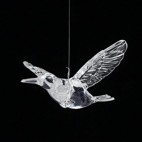 Vacemry Under $5 Acrylic Hummingbird Ornament for Wedding Decor, Crystal Clear Hanging Decoration with Crystal-like Edges, Bird Mobile for Ceiling Nursery Room, Transparent Wall Art Piece