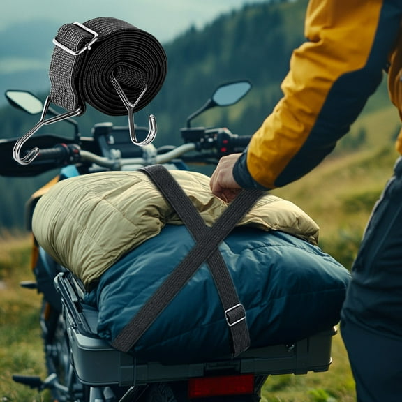 Vacemry under $5 Adjustable Black Strap, Black Elastic Binding Strap with Adjustable Mechanism, Heavy Duty Truck Cargo Tie Down, Super Strong Tensile Rope, Vehicle Security Accessory