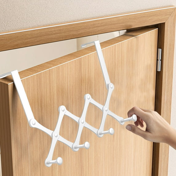 Vacemry Under $5 Adjustable Door Hanger Hook, Retractable Behind Door Organizer, Multi Hook Wall Mount Storage, Space Saving Clothing Accessory Rack, No Installation Required