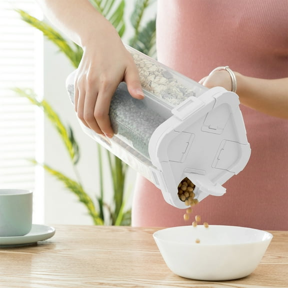 Vacemry Under $5 Airtight Food Storage Container, 2.3L Four Compartment Kitchen Organizer, Clear Plastic Dry Food Dispenser, Space Saving Pantry Solution for Cereal Snacks Baking Supplies