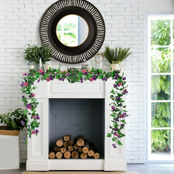 Vacemry Under $5 Artificial Flower Vine, Fake Wisteria Hanging Garland for Wedding Party Decor, Twistable Plastic Greenery for Ceiling Wall Arch, DIY Home Garden Decoration