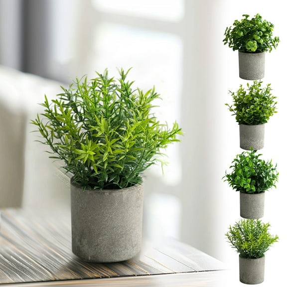 Vacemry Under $5 Artificial Potted Plant, Fake Green Plant in Decorative Pot, Realistic Tabletop Greenery for Desk Shelf Countertop, Low Maintenance Home Office Decor, Faux Plant