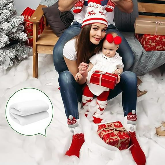 Vacemry Under $5 Artificial Snow Blanket Roll, White Fake Snow Coverage for Christmas Village Display, Winter Themed Polyester Fiber Mat for Tree Skirt Tabletop Decoration, 40x200cm Snowy Scene