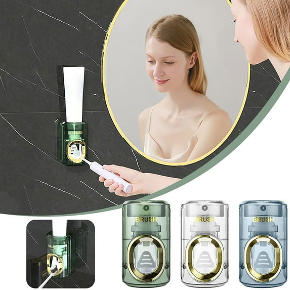 Vacemry Under $5 Automatic Toothpaste Dispenser, Wall Mounted Toothpaste Squeezer with No Drill, Bathroom Organization Tool, Transparent Paste Tube Holder, Hygiene Bath Accessory