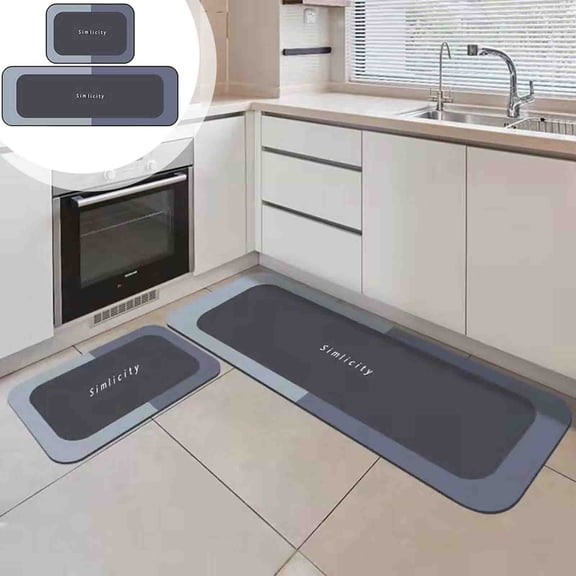 Vacemry Under $5 Bathroom Floor Mat Set, Crystal Velvet Super Absorbent Rug with Rubber Backing, Non-Slip Washable Bath Mat for Bathtub Shower Room, Navy Blue 2-Piece