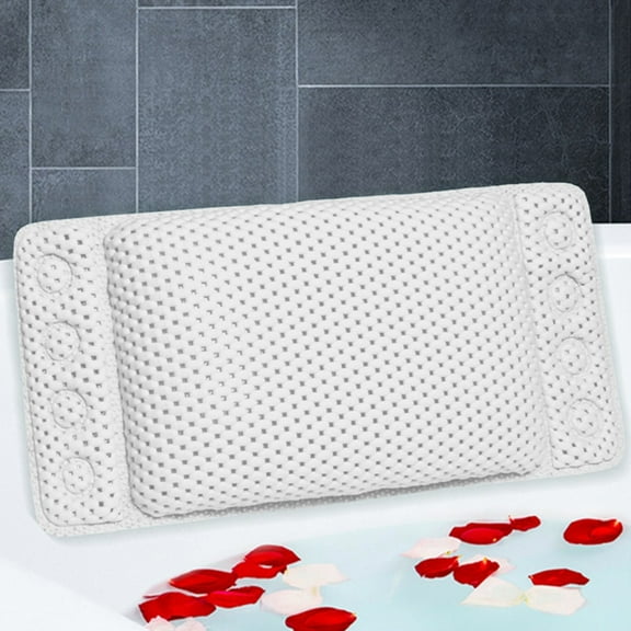 Vacemry Under $5 Bathtub Pillow with Suction Cups, Foam Bath Head Rest, PVC Bath Pillow for Neck Support, Spa Relaxation Cushion, Non-Slip Tub Pillow, Waterproof Bathing Comfort Accessory