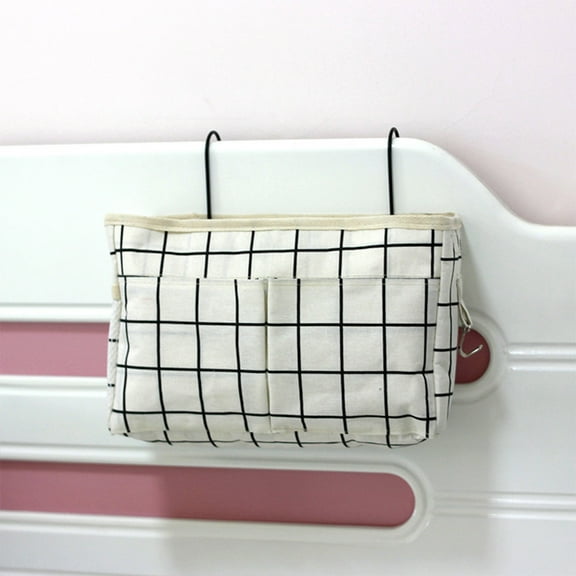 Vacemry Under $5 Bedside Organizer Caddy, Hanging Storage Bag with Multiple Pockets, Bed Rail Mounted Holder for Phone Books, Dormitory Bedside Pocket for Small Items