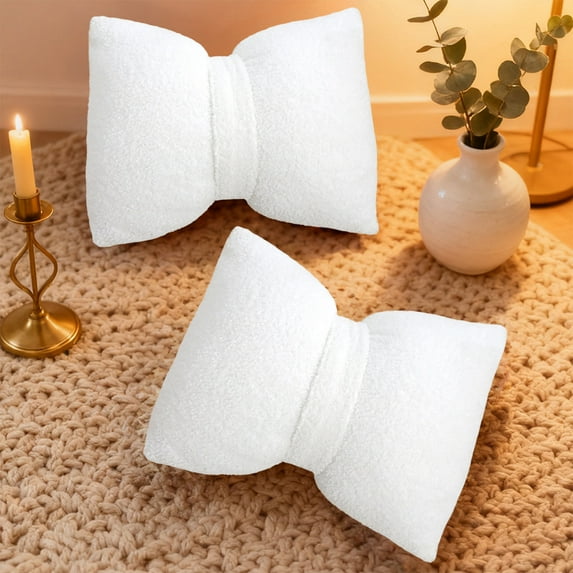 Vacemry Under $5 Bow Shape Pillow, Solid Color Lumbar Cushion, Two Purpose Sofa Pillow, Home Decor Throw Pillow, Comfortable Back Support, Decorative Accent Pillow, Living Room Bedroom Cushion