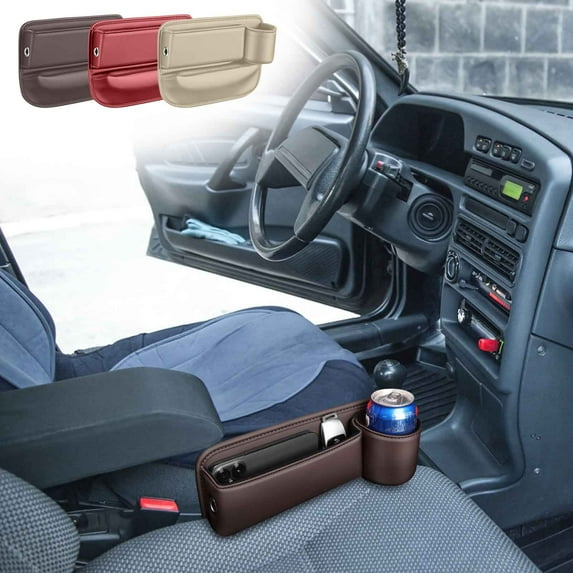 Vacemry Under $5 Car Seat Gap Organizer, Universal Vehicle Storage Box with Multi Compartment Leather Console Insert for Phone Keys Wallet, Non-Slip Auto Accessory Car Interior Organizer