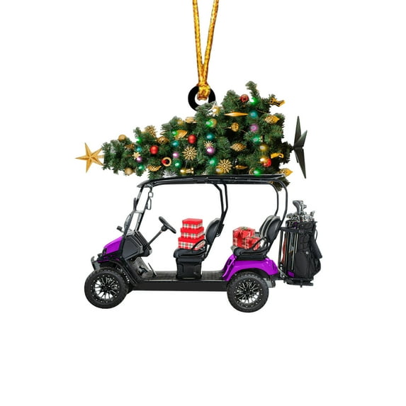 Vacemry Under $5 Car Shaped Ornament, Golf Cart Christmas Tree Decoration, Metal Vehicle Themed Holiday Decor, Unique Automotive Inspired Xmas Hanging Pendant