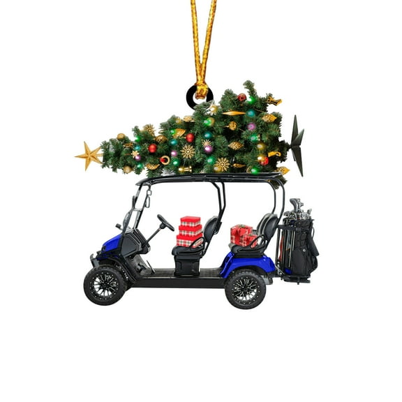 Vacemry Under $5 Car Shaped Ornament, Golf Cart Christmas Tree Decoration, Metal Vehicle Themed Holiday Decor, Unique Automotive Inspired Xmas Hanging Pendant