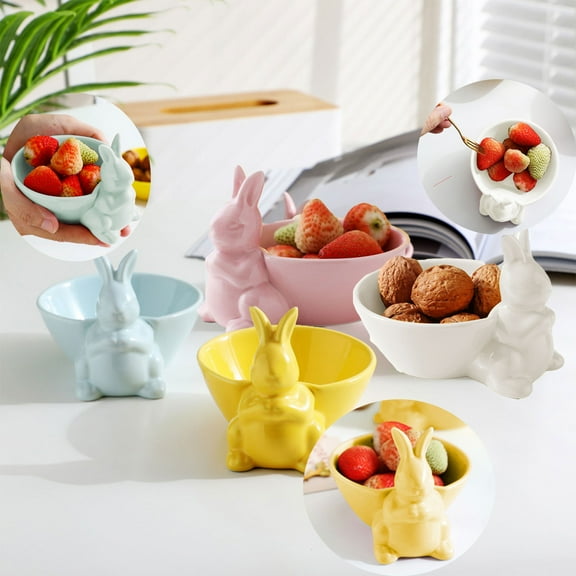 Vacemry Under $5 Ceramic Dessert Bowls, Rabbit-Shaped Serving Dishes, Decorative Food Presentation Bowls, Unique Shape Kitchen Serveware, Artistic Tableware for Dining