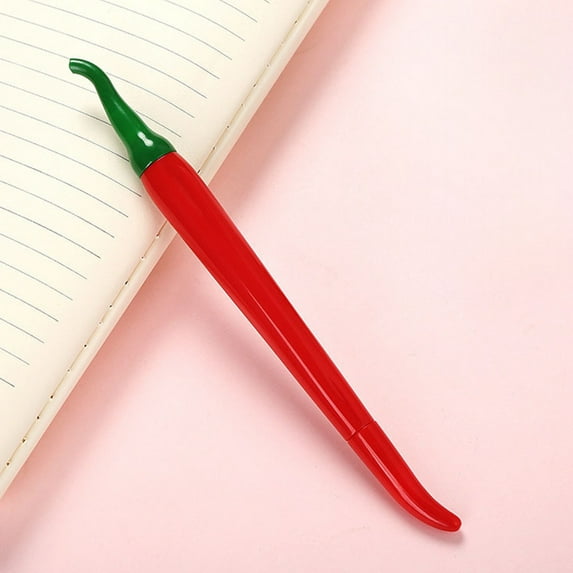 Vacemry Under $5 Chili Shape Ballpoint Pen, Vegetable Styling Writing Instrument for Student, Office Supplies, Novelty Gel Ink Pen for Journaling, Drawing, Gift, Fun Design Desk Accessory