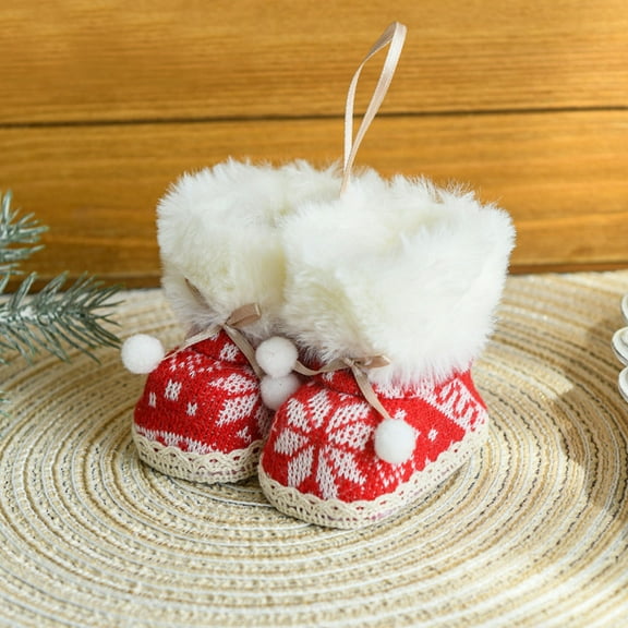 Vacemry Under $5 Christmas Boots Pendants, Festive Tree Ornaments, Red Fabric Boot-shaped Decor, Holiday Hanging Decorations, Seasonal Home Christmas Accents