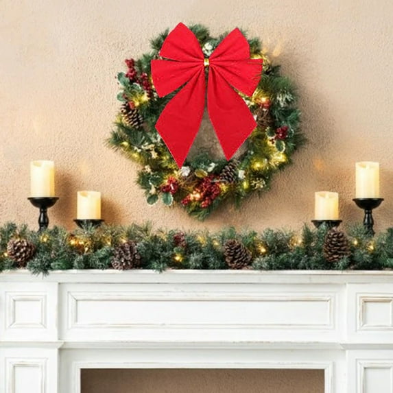 Vacemry Under $5 Christmas Bow Ornament, Large Velvet Hanging Bow for Xmas Tree Wedding Party Decor, Festive Decorative Pendant for Indoor Outdoor Home Decorations, Big Red Bow for Holiday Season