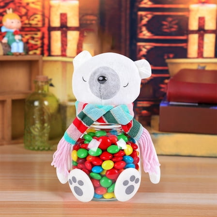 Vacemry Under $5 Christmas Candy Container, Transparent Treat Jar, Decorative Storage Canister, Holiday Snack Holder, Party Treat Dispenser, Festive Food Storage