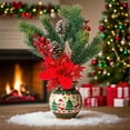 thumbnail image 1 of Vacemry Under $5 Christmas Simulation Bouquet, Artificial Pine Cone Red Berry Poinsettia Flower Arrangement, Plastic Holiday Centerpiece for Tabletop Mantel, Festive Floral Display for Home Party, 1 of 7