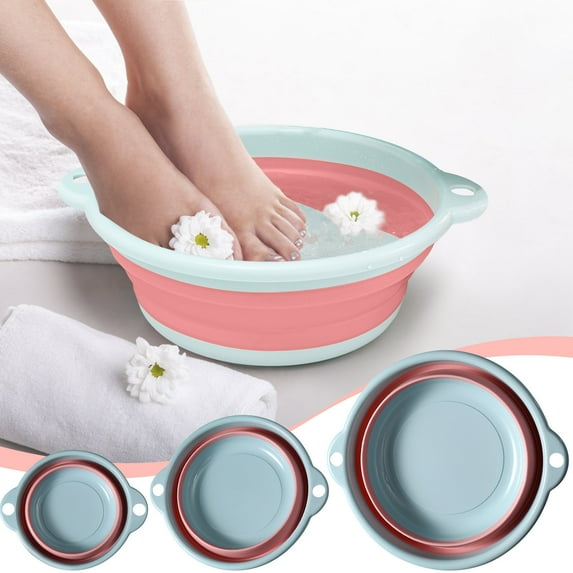 Vacemry Under $5 Collapsible Multi-Purpose Basin, Foldable Wash Tub for Kitchen and Camping, Portable Sink for Fruits and Vegetables, Space-Saving Storage Bowl with Handles, Flexible TPR Material