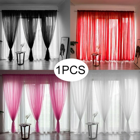 Vacemry Under $5 Colorful Terylene Curtains, Vibrant Sheer Window Panels with Modern Patterns, Decorative Voile Drapes for Living Room, Light Filtering Window Coverings