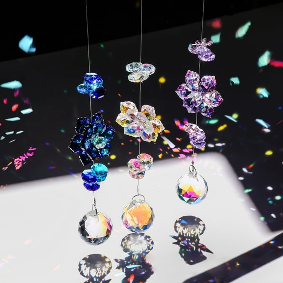 Vacemry Under $5 Crystal Suncatcher Wind Chime, Garden Decor Pendant, Colorful Glass Bead Ornament, Outdoor Hanging Decor, Patio Balcony Decoration, Reflective Light Catcher, Yard Art Piece