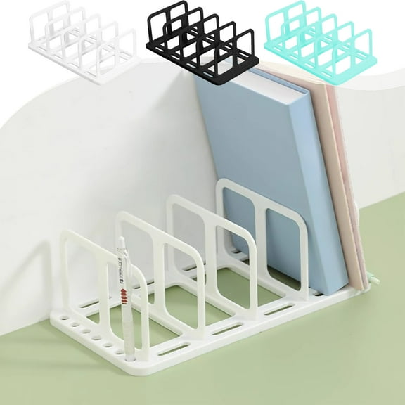 Vacemry Under $5 Desktop Book Shelf, Large Book Stand Organizer, Student Book Rack for Study Table, Book Storage Display Shelf, Multiple Book Holder for Office and Home