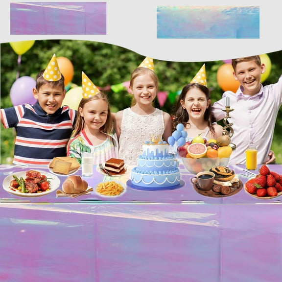 Vacemry Under $5 Disposable Tablecloth, Waterproof Plastic Table Cover for Parties, Large Size Table Protection Sheet, One-Time Use Table Liner for Events, Spill-Proof Dining Table Cover