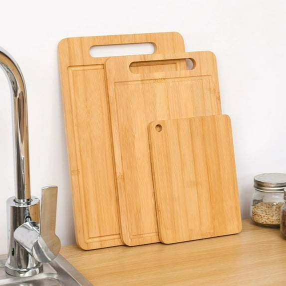 Vacemry Under $5 Double Sided Bamboo Cutting Board, Wood Kitchen Chopping Block Surface, Reversible Food Preparation Board, Easy Clean Maintenance Kitchen Essential