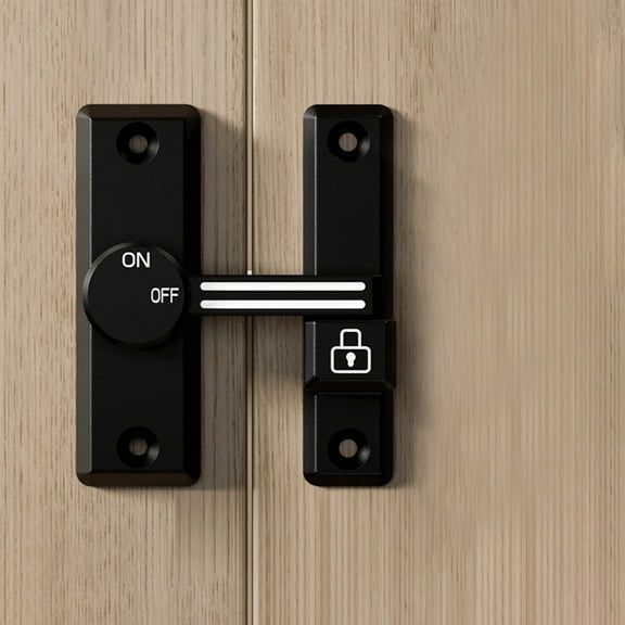 Vacemry Under $5 No Drill Door Lock, Sliding Gate Lock Push Pull Fastener, Adjustable Cabinet Lock Easy Install Stopper, Security Lock for Home Safety