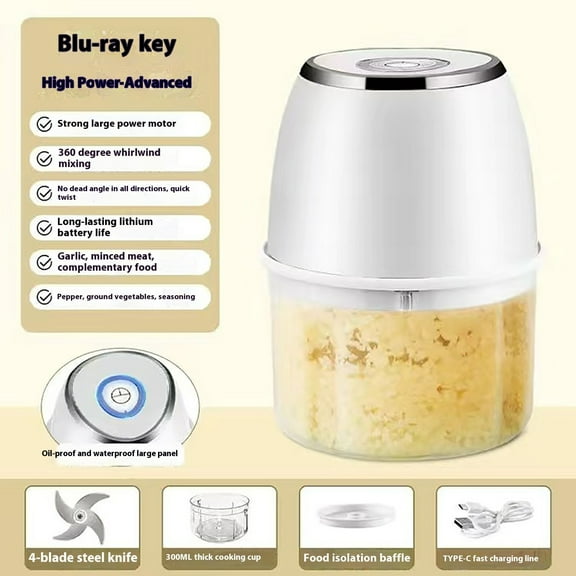 Vacemry Under $5 Electric Garlic Masher, USB Rechargeable Food Chopper Grinder, Stainless Steel Blade for Herbs Nuts, One Touch Operation Kitchen Gadget