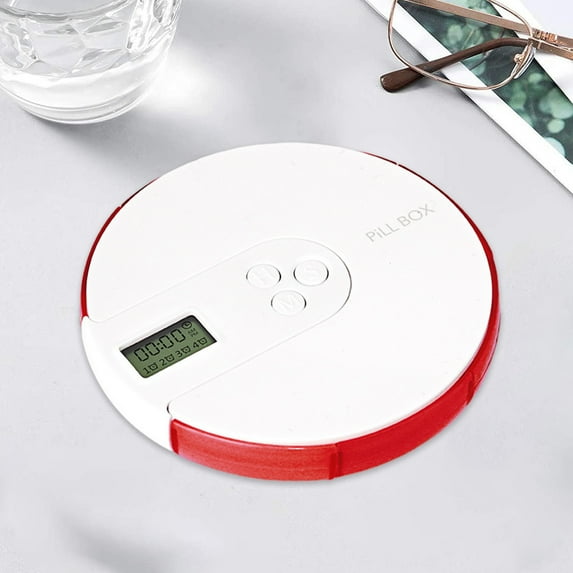 Vacemry Under $5 Electronic Pill Organizer, 7-Day Digital Medication Reminder with Alarm, Portable Weekly Pill Box for Vitamins, Supplements, Prescription Management