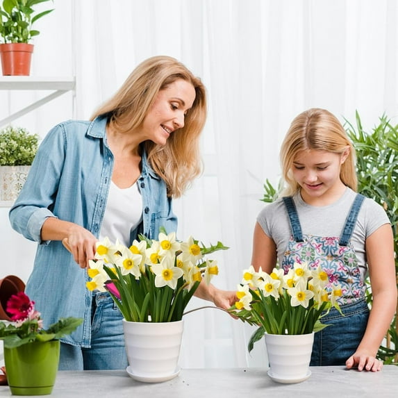 Vacemry Under $5 Extra Large Striped Planter, Big Plastic Flower Pot with Drainage, Colorful Plant Container with Saucer, Home Garden Balcony Decor for Plants Flowers