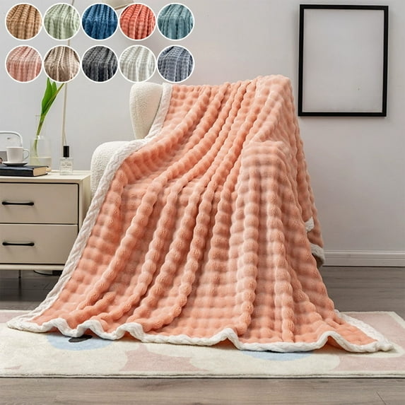 Vacemry Under $5 Fleece Throw Blanket, Soft Warm Fluffy Cream Solid Color for Couch Bed, Lightweight Polyester Lap Blanket for Travel, Cozy Decorative for Living Room
